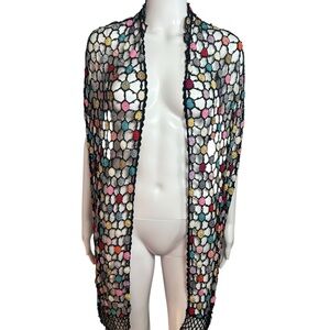 Colorful Crochet Women's Wrap Scarf Multicolor Open Knit